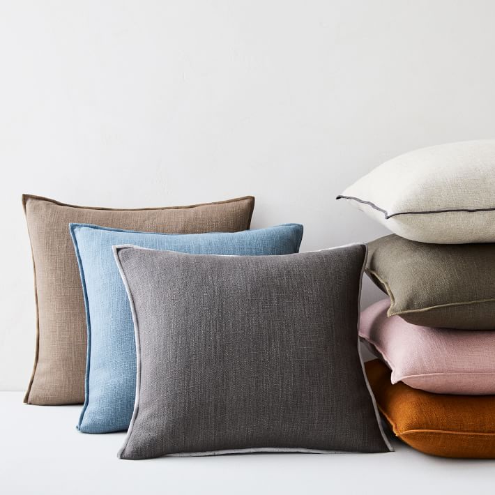 West Elm - Classic Linen Pillow Cover 20x20 (With Down Alternative Pillow Insert) - Decorative Pillow