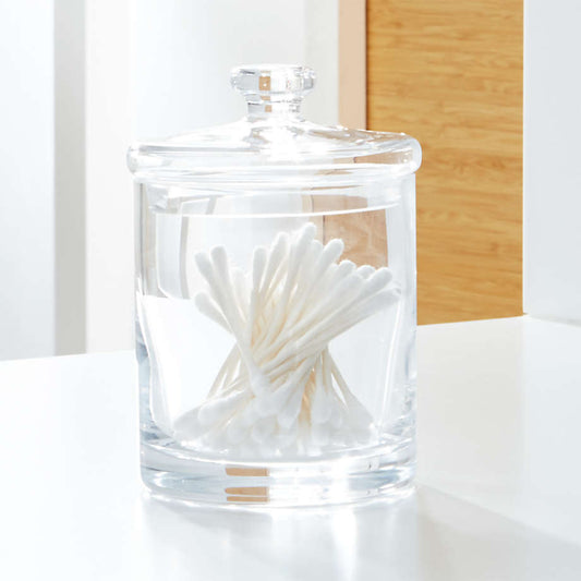 Crate & Barrel - Small Glass Canister - Storage Container For Bathroom/Vanity Container