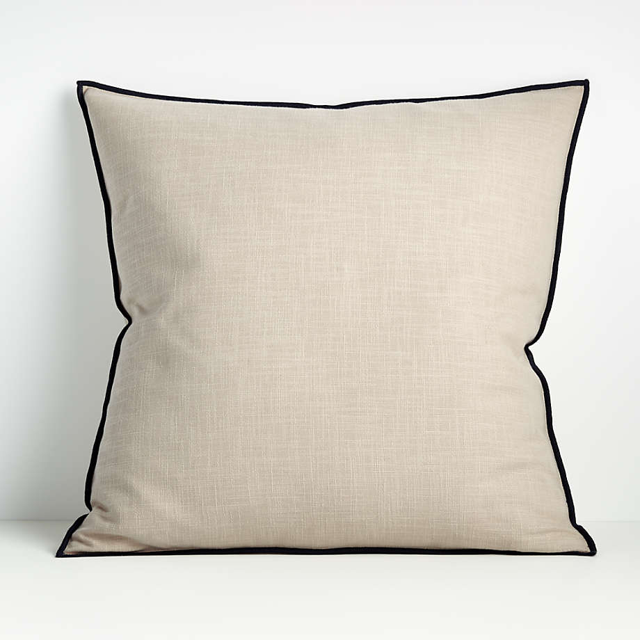 Crate & Barrel - Organic Merrow Stitch Cotton  23"x23" (Pillow Cover Only/With Down Alternative Insert/With Feather Insert) - Decorative Pillow