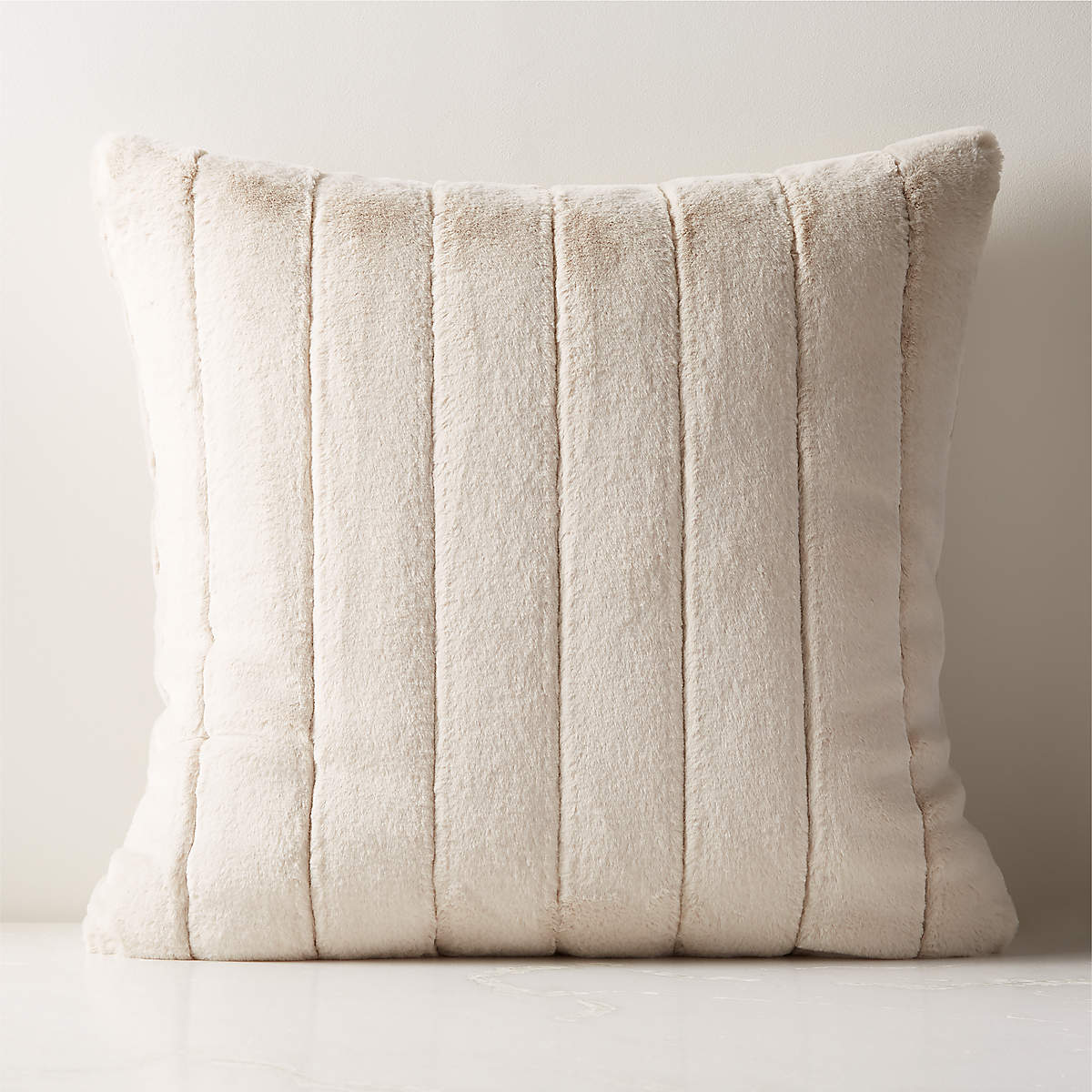 CB2 - Channel Off-White Faux Fur Throw Pillow 23" (Feather Down Insert) - Decorative Pillow