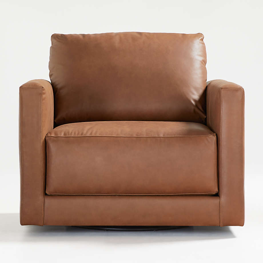 Crate & Barrel - Gather Leather Swivel Chair - Accent Chair