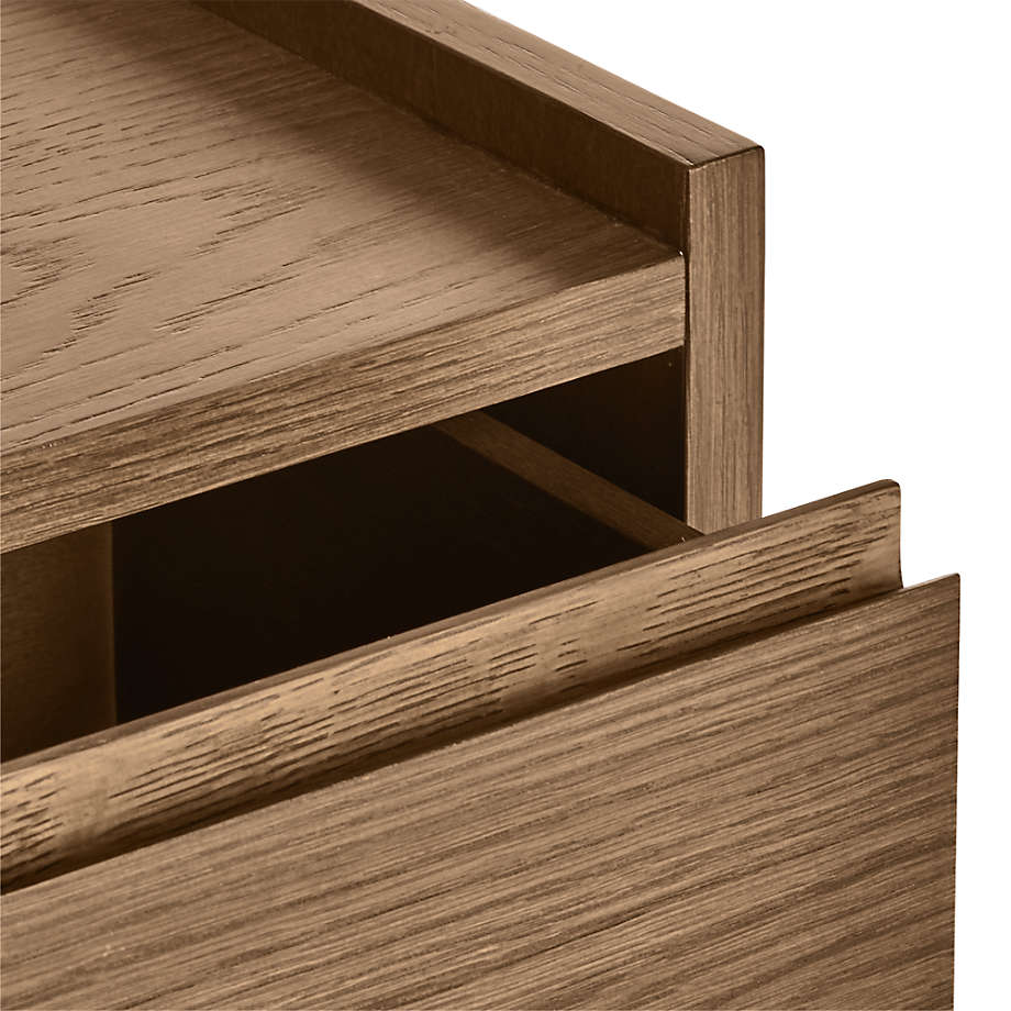 Crate & Barrel - Batten White Oak/Smoke - King/Queen Plinth-Base Bed, Panels and Nightstands
