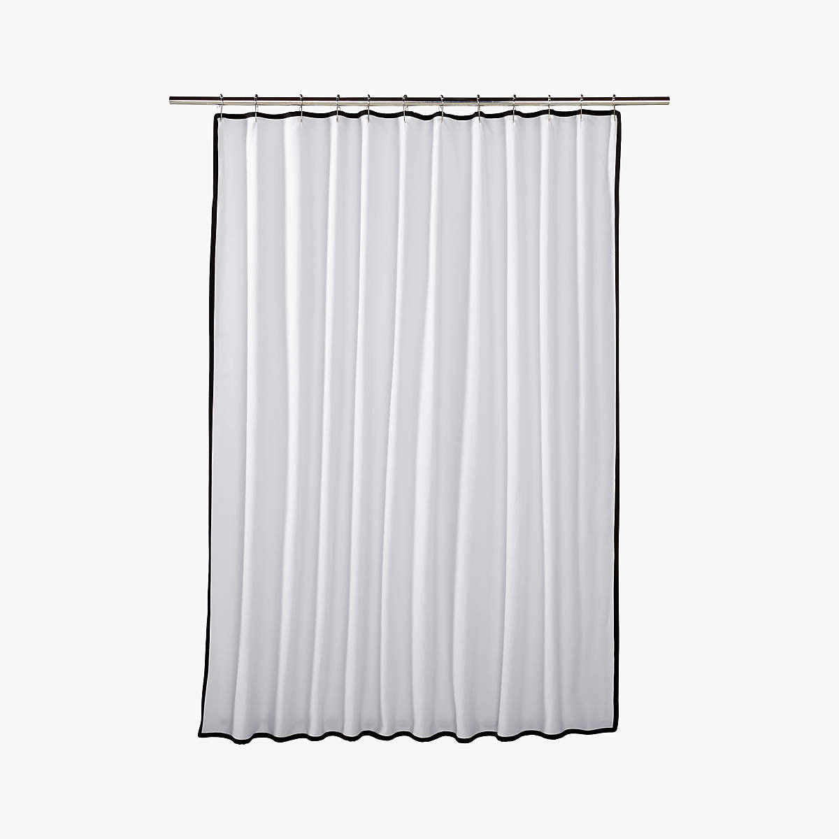 CB2 - Capri Organic Cotton White With Black Boarder Shower Curtain 72"