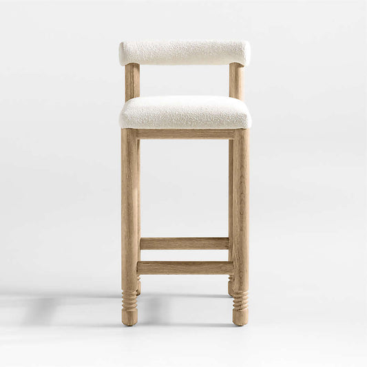 Crate & Barrel - Revival Boucle Oak Counter Stool by Athena